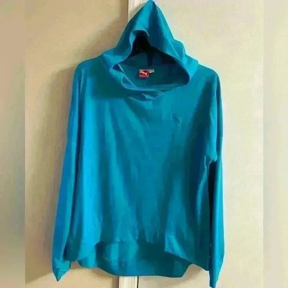 Puma hooded layering tee Capri breeze heather Large NWT - Picture 1 of 8